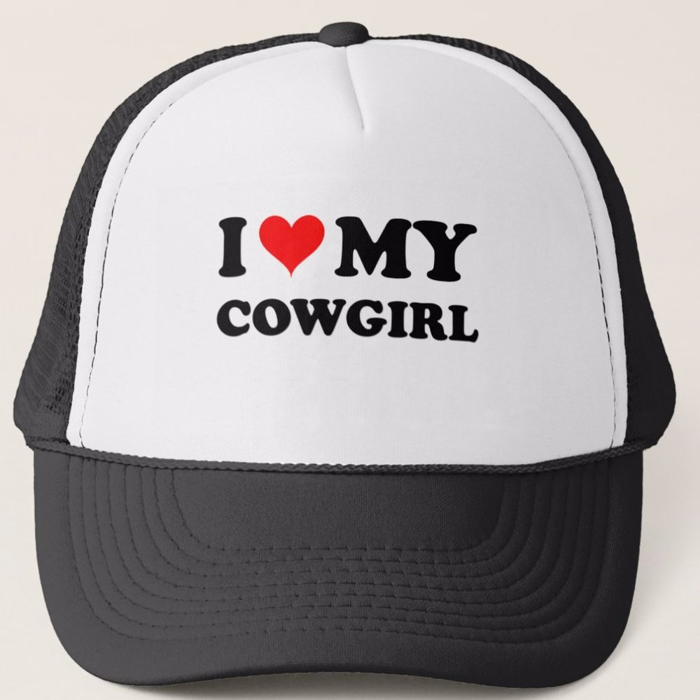 I Love my Cowgirl Black Trucker Hat